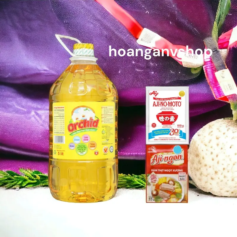 Dầu ăn Orchid 5l - Tặng 1gói Bột Ngọt Hạt Lớn 100gr, 1gói Hạt Nêm 55gr 5