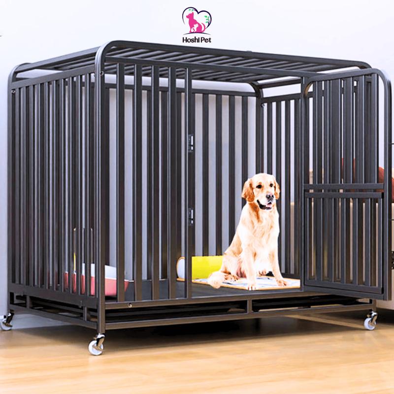 Hoshi Pet CN07 Chuồng Nuôi Nan Ống DÀY 1.5CM Cho Chó Mèo Lớn tới 40kg Sơn Tĩnh Điện Có Bánh Xe