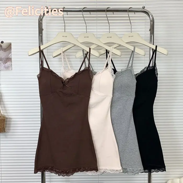 Pure Cotton Sexy Slim Fit Spaghetti Strap Dress Women's Lace Bodycon Short Dress Lingerie Summer Sleeveless Minimalist Casual babydoll  dress