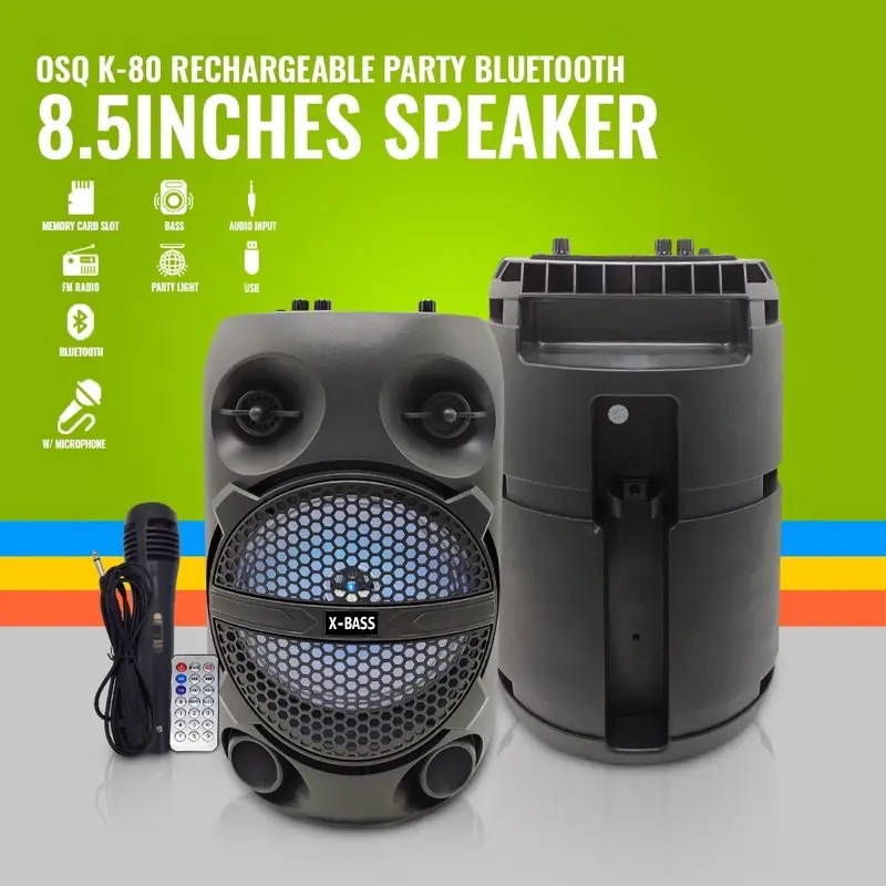 SPEAKER KUKU K80 8INCH  Portable Speaker with FREE Microphone