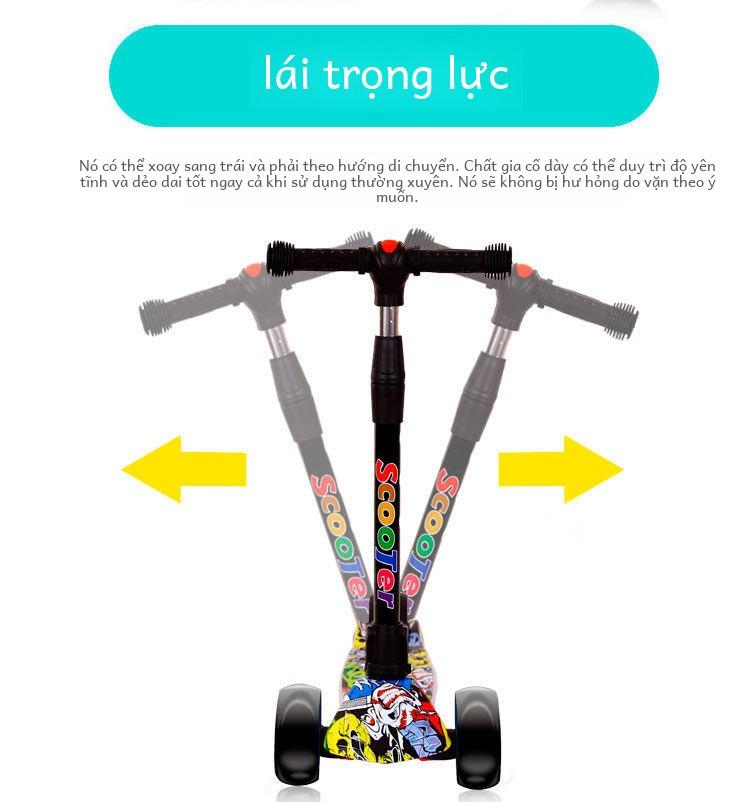 Product Introduction of Xe Tay Ga Trẻ Em, Đồ Chơi Ngoài Trời, Thích Hợp Cho Trẻ Em Từ 2-12 Tuổi, Có Thể Điều Chỉnh, Đèn Lung Linh, Bàn Đạp Có Thể Gập Lại Xe Xoắn 6