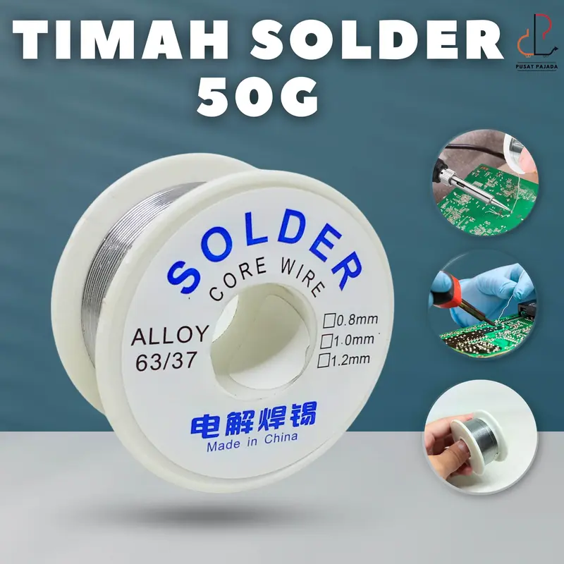 Lead Roll Soldering Timah Kawat Solder Gulung Diameter 0,8mm 50g 63/37 Wire Tinol Tenol Elektronik Uk 0,8 mm 50 Gram Logam 1