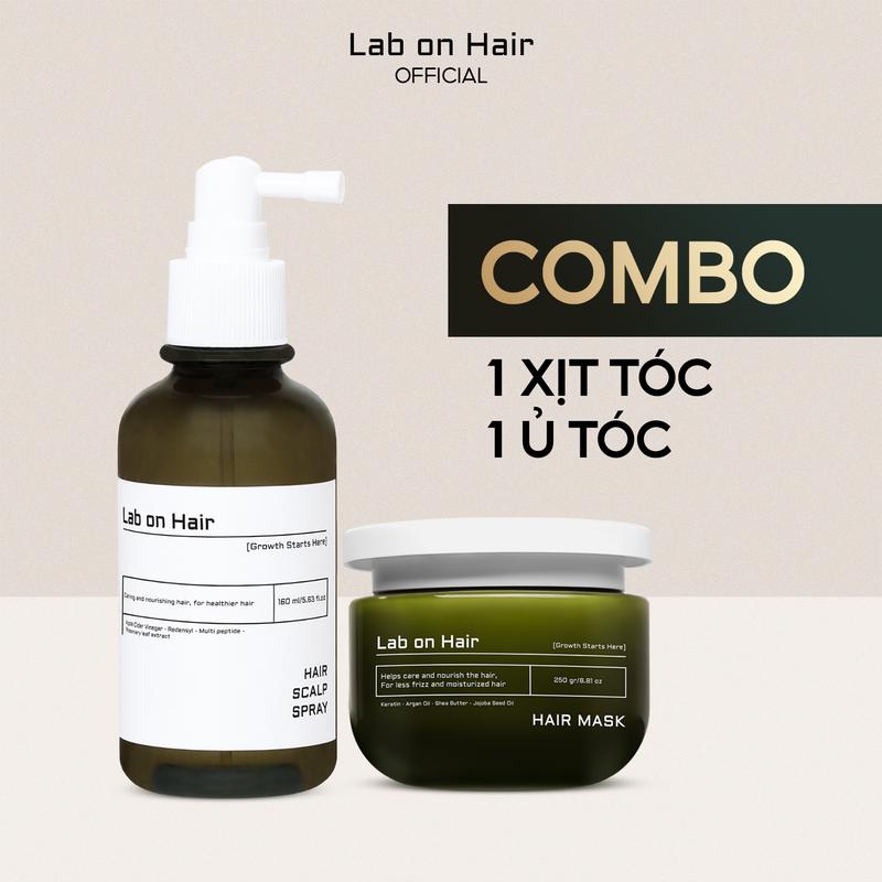 (Mua 1 tặng 1 - Chỉ trong livestream) Lab On Hair Combo kem ủ tóc + xịt dưỡng tóc, hỗ trợ cải thiện tình trạng gẫy rụng, chăm sóc tóc mềm mượt