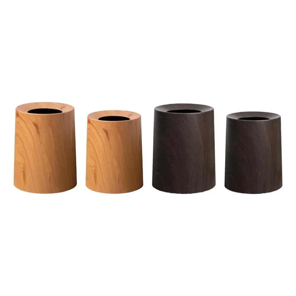 Wood Grain Trash Can Portable Modern Patio Garbage Can Garbage Container Waste Bin for Toilet Office Entryway Restroom Hotel