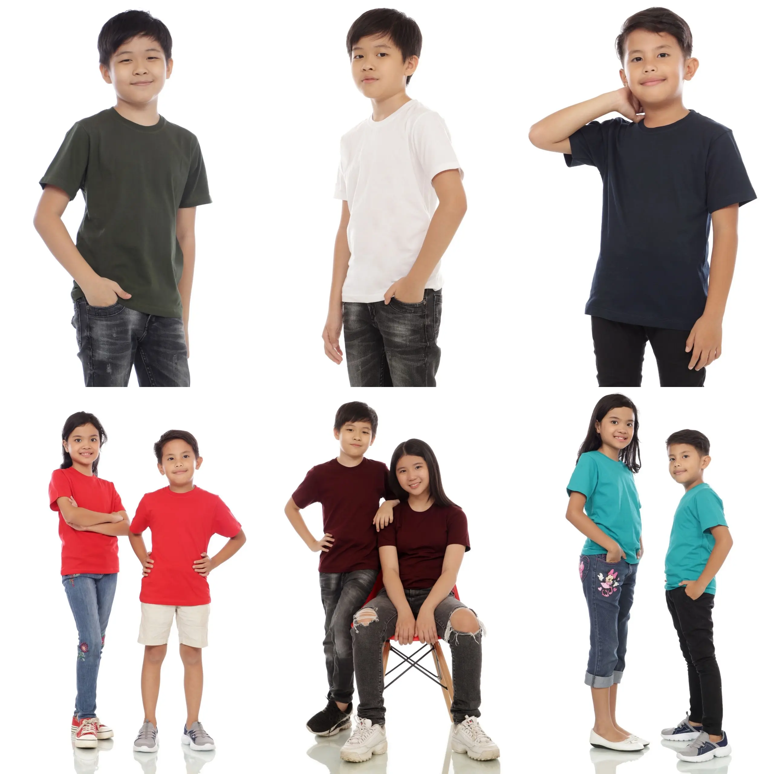 Kaos Anak Laki Laki Perempuan Umur 3 4 5 6 7 8 9 10 11 12 Tahun Polos Cewek Cowok Cotton Combed 30s Katun Premium Terbaru Murah