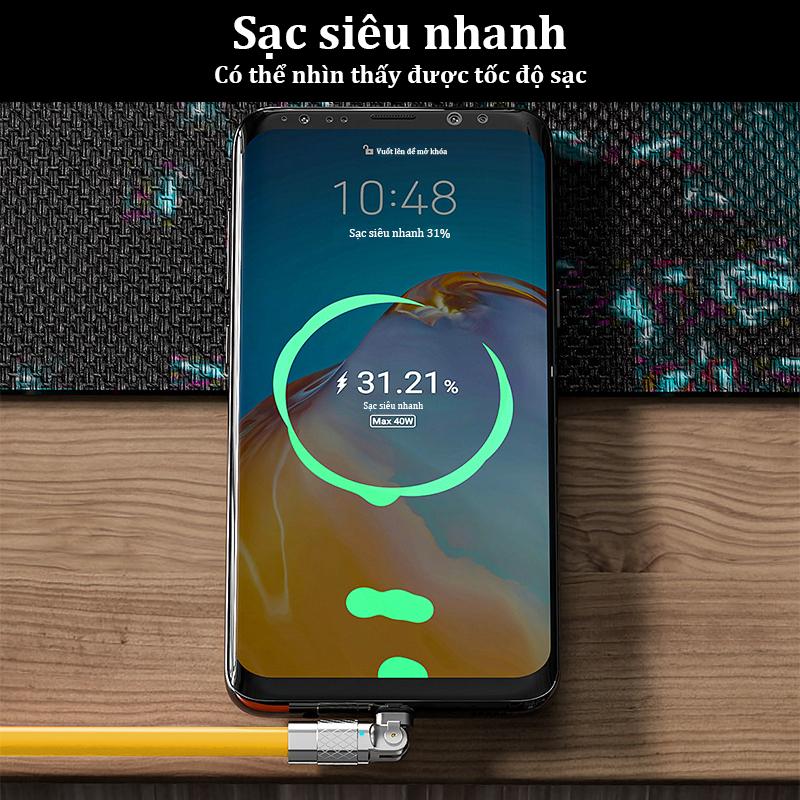 【USB to iOS - 2M（Xoay 180）】 Cáp sạc nhanh 120W，silicon Dáp sạc nhanh，Chống gãy，Sạc nhanh nhiệt độ thấp，Bộ sạc nhanh 5