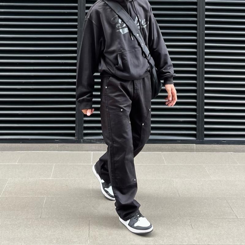 Quần Double Knee unisex - Màu đen - Lên form đẹp - Sid.studio- Nam Menswear Ong 2