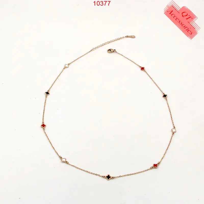 10377 - Dây chuyền titan mạ vàng 99k cỏ 4 lá 3 màu