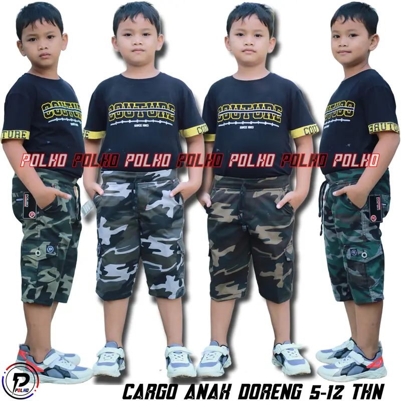 Celana Anak Cargo Doreng Pendek 5-12 tahun by POLHO DENIM 1