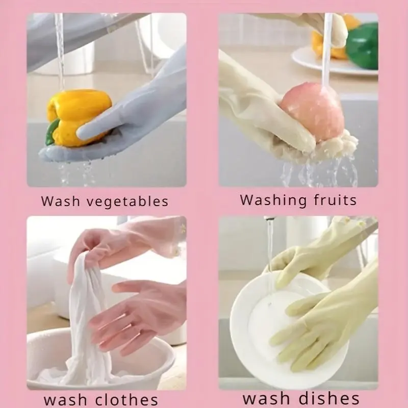 Waterproof Cleaning Gloves, 2 Counts Non-slip Dish Washing Gloves, Multifunctional Household Cleaning Gloves for Kitchen & Bathroom 6
