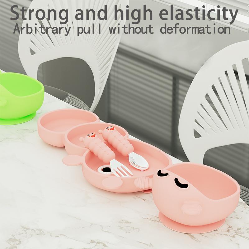 Cute Cartoon Design Silicone Suction Bowl, Baby Feeding Training Bowl, Suction Cup Feeding Training Bowl for Baby Boys and Girls 7