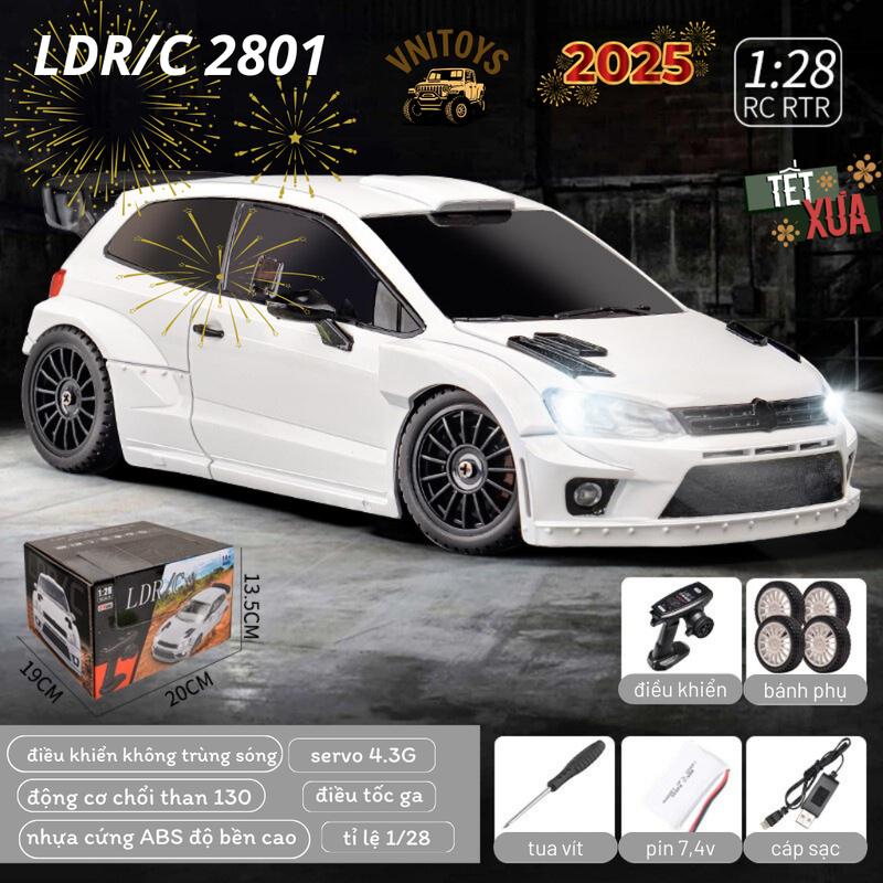 Xe Điều Khiển Từ Xa RC Drift LDR/C 2801 Điều Tốc Servo RWD tốc độ Cao tỉ Lệ 1/28 Pin Sạc Ô Tô Đua