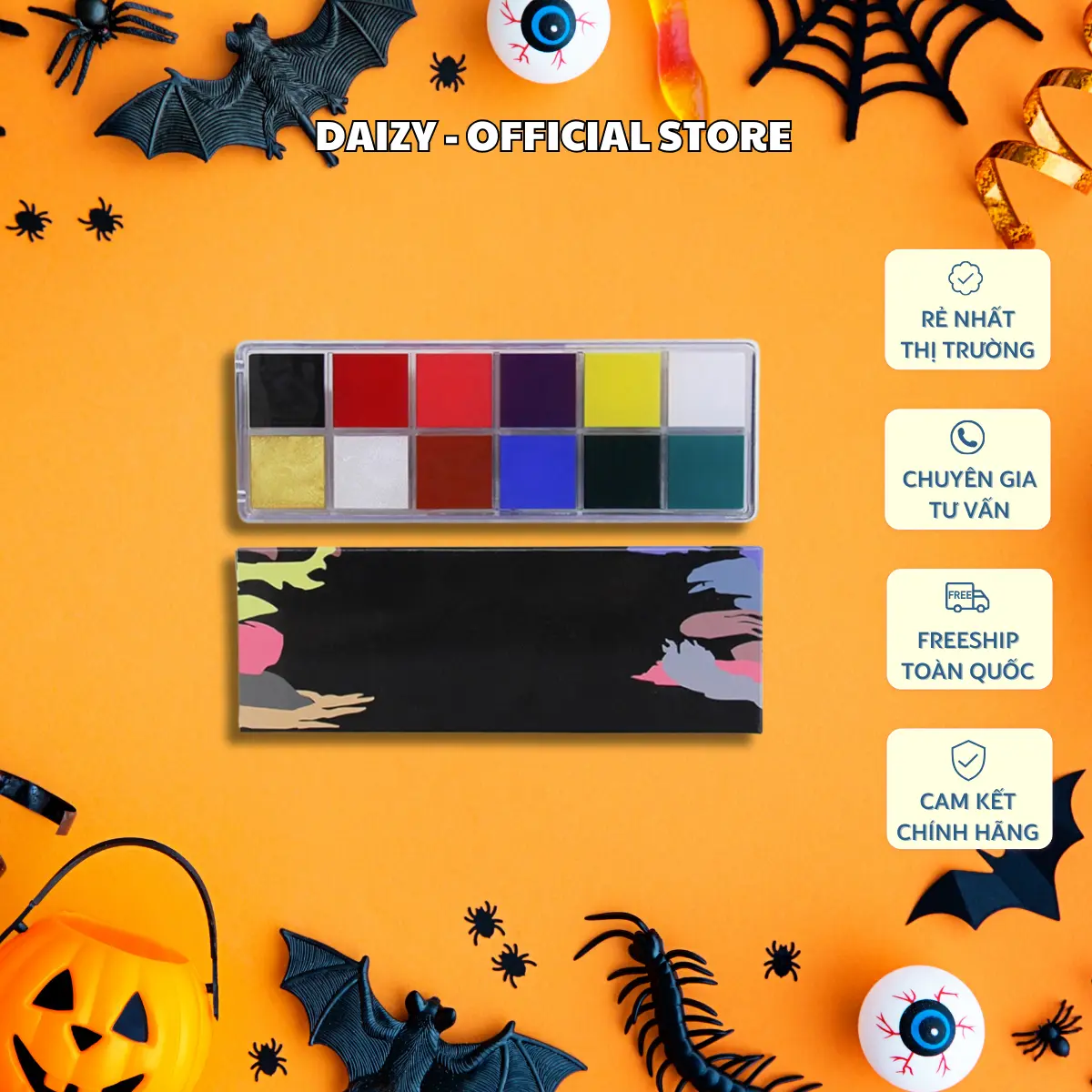 Hộp 12 Màu Vẽ Mặt Và Cơ Thể Hóa Trang Halloween Độc Đáo