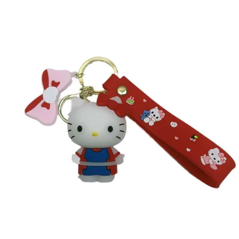 Hello Kitty Soft Rubber Doll Pendant Couple Cars and Bags Ornament Gifts Crossdressing Hello Kitty Keychain
