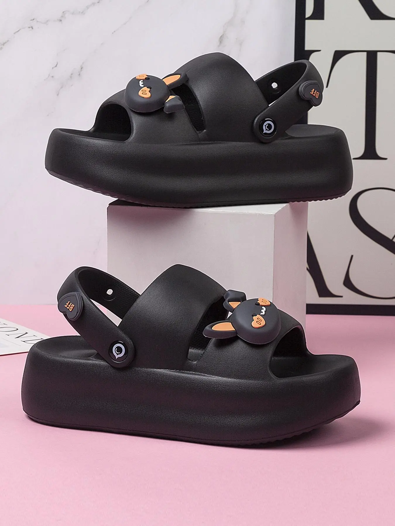 Women's Cute Solid Color Platform Slides, Casual Comfortable Soft Sole Slippers for Indoor Outdoor Wear, All-match Slippers for Daily Wear
