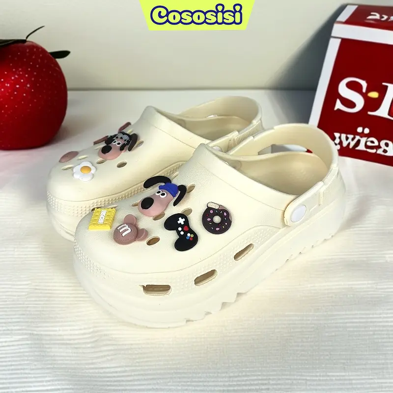 Cososisi Sandal orang dewasa Sandal Jelly Wanita Wedges Sandal Baim Jelly Kartun Aksesoris Anjing Size:30-41