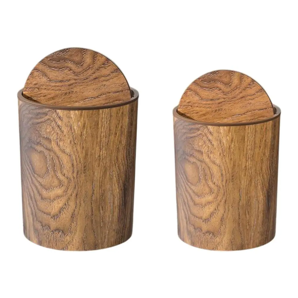 Imitation Wood Trash Can Trash Bin Garbage Container Bin Rubbish Bin for Kitchen