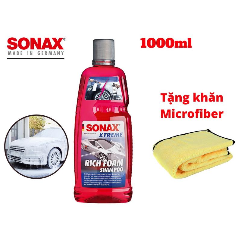  Nước Rửa Xe Siêu Bọt Sonax Xtreme Rich Foam Shampoo 1L Tặng Khăn Microfiber 248300 