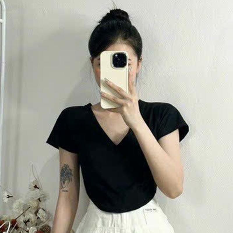 ÁO THUN CROPTOP CỔ TIM VẠT BẦU