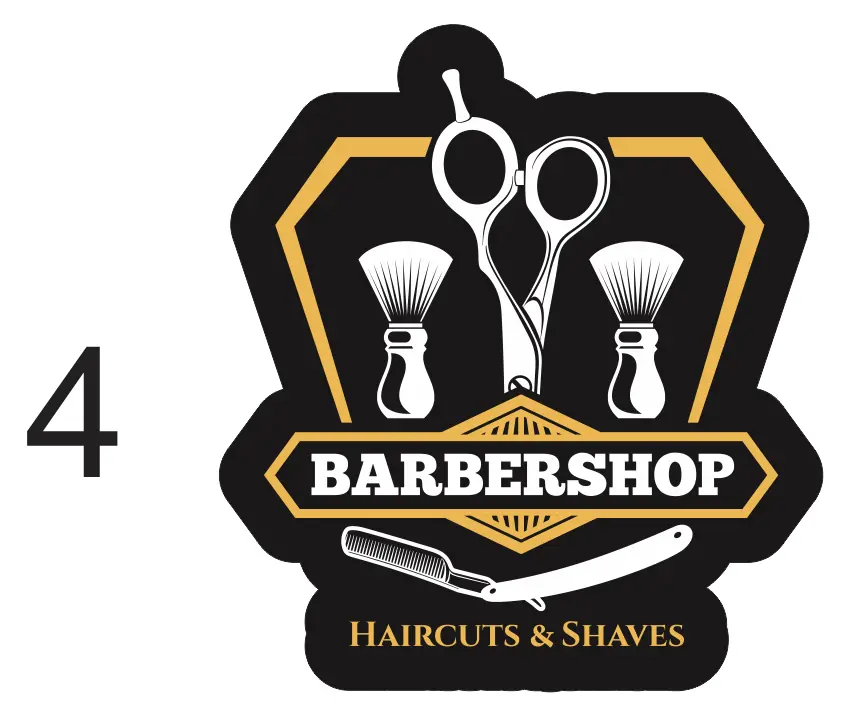 Hình dán trang trí salon tóc BARBER SHOP chất liệu decal cắt sẵn theo hình giá siêu rẻ thiết kết theo yêu cầu