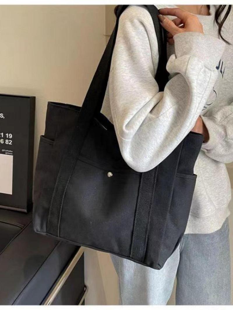 Product Introduction of Women's Solid Color Large Capacity Tote Bag, Fashionable Shoulder Bag for Daily Used, Casual Trendy Versatile High-quality Daily Commuting Bag 5