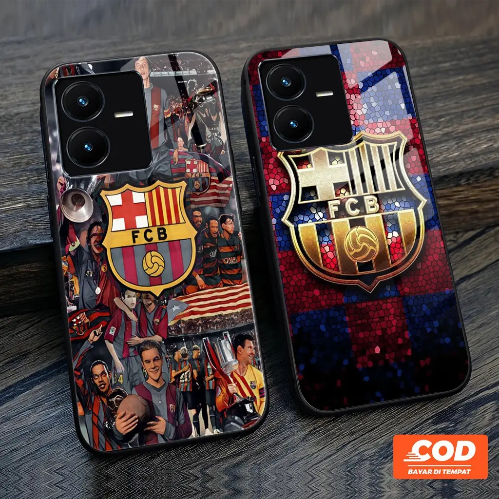 Softcase Glass Kaca FOR ALLTYPE - TemperedCaseGlass Motif BARCELONA - AYPOX -021 Case Handphone Casing Hardcase