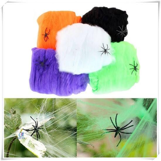 Jaring Sarang Laba Laba Stretchable Spider Webs Dekorasi Halloween 3