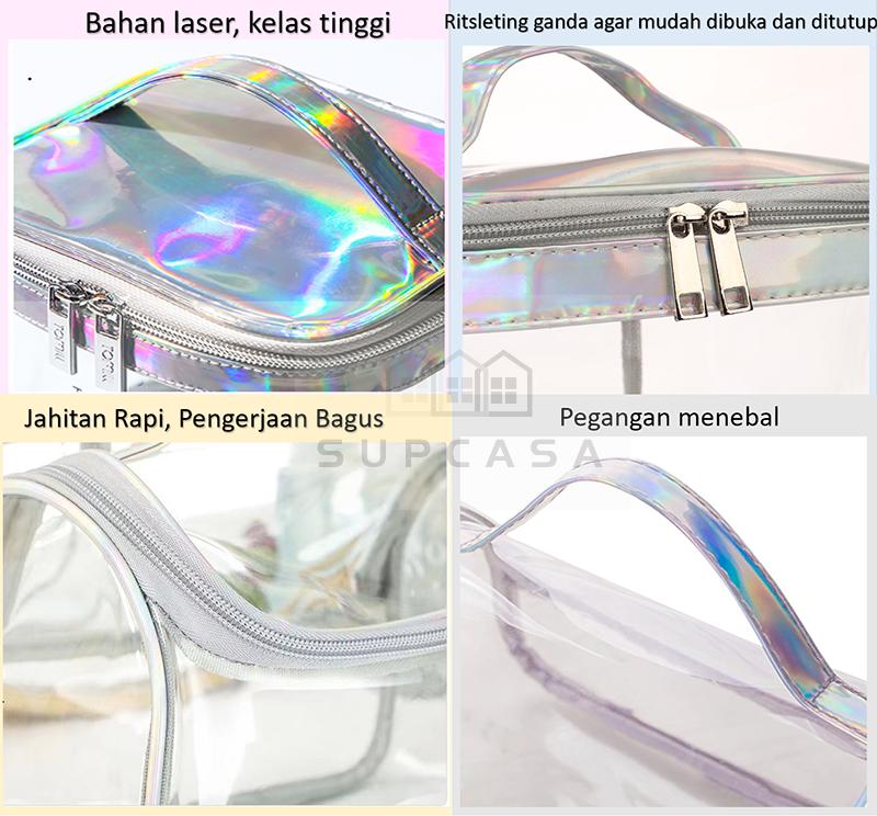 Tas Kosmetik Anti Air/Tas Kosmetik Washbag / Tas Alat MakeUp / Cosmetic Bag Organizer / Tas Make Up Wanita/Tas Kosmetik Travel Transparan /Cosmetic Cube Transparent Clear PVC Toiletries Wash Bag /Pouch Kosmetik 4