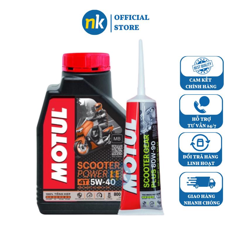 Combo Nhớt xe tay ga Motul Scooter Le 5W40 800ml + Motul Gear Oil 120ml (nhớt máy tổng hợp và nhớ hộp số xe tay ga) Dầu Nhớt Dầu