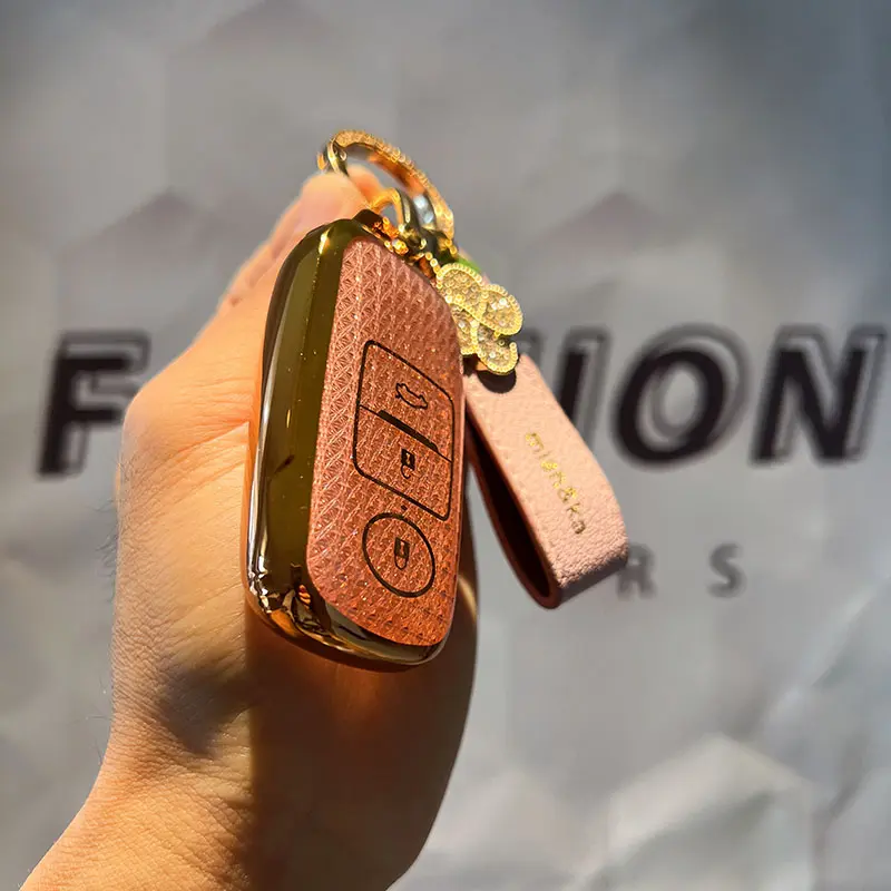 Bling Glitter TPU Cover Kunci Untuk Toyota Yaris Cross 2023 2024 2025 Kunci Case Gantungan Kunci Kulit Aksesoris 2
