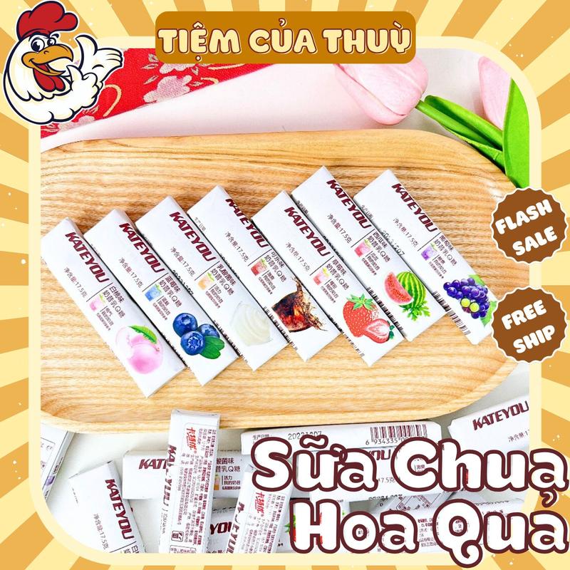 Hộp 30 Thanh Kẹo Sữa Chua Hoa Quả Các Vị Nội Địa , Kẹo Mềm Trái Cây Thanh 17G, Tiệm Ăn Vặt Thuỳ Bùi