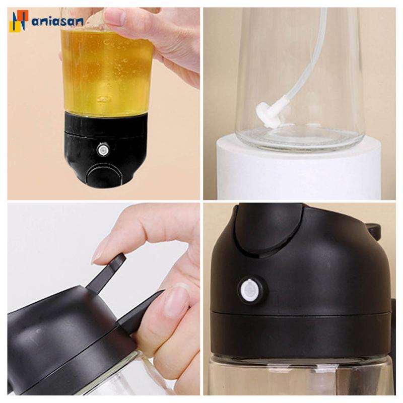 Bình Xịt Dầu, Bình Đổ Dầu Miệng Rộng, Thiết Kế 2 Trong 1 (Aniasan), Bình Xịt Dầu, Thích Hợp Cho Chiên Nước, Salad, Được Làm Bằng Thủy Tinh Không Chứa BPA, Dụng Cụ Nhà Bếp 4