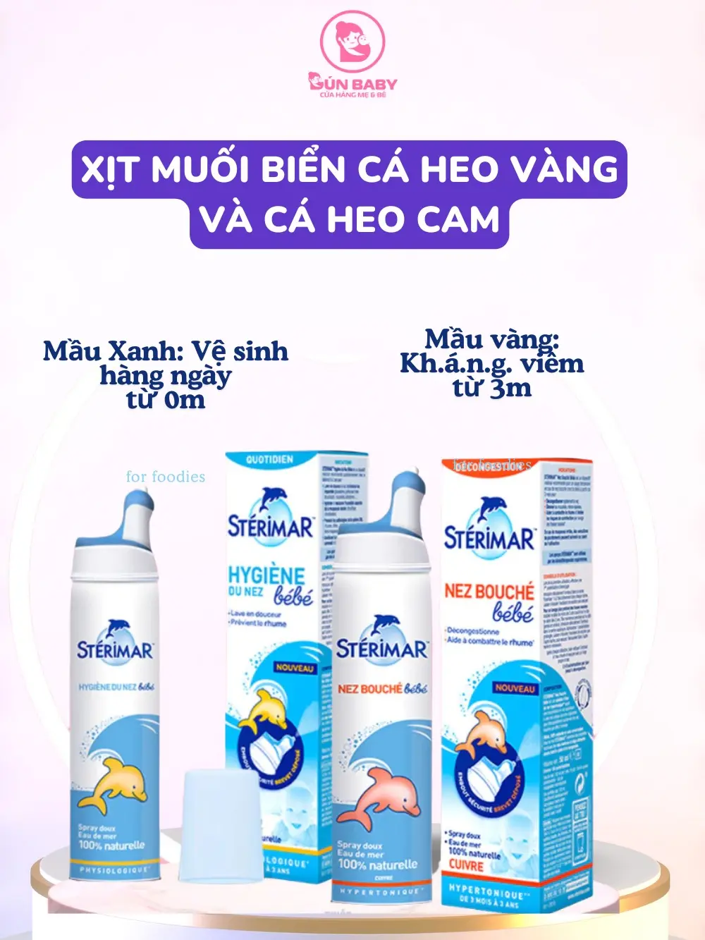 Xịt muối mũi Sterimar nước biển sâu xịt mũi cá heo vàng, cam 100ml dụng  cụ  hút  mũi  cho  bé nước  muối  ưu  trương  và  xịt  lợi  khuẩn dầu  tràm  cho  bé  sơ  sinh muôi  baby son  dép dung  cu  hutmui