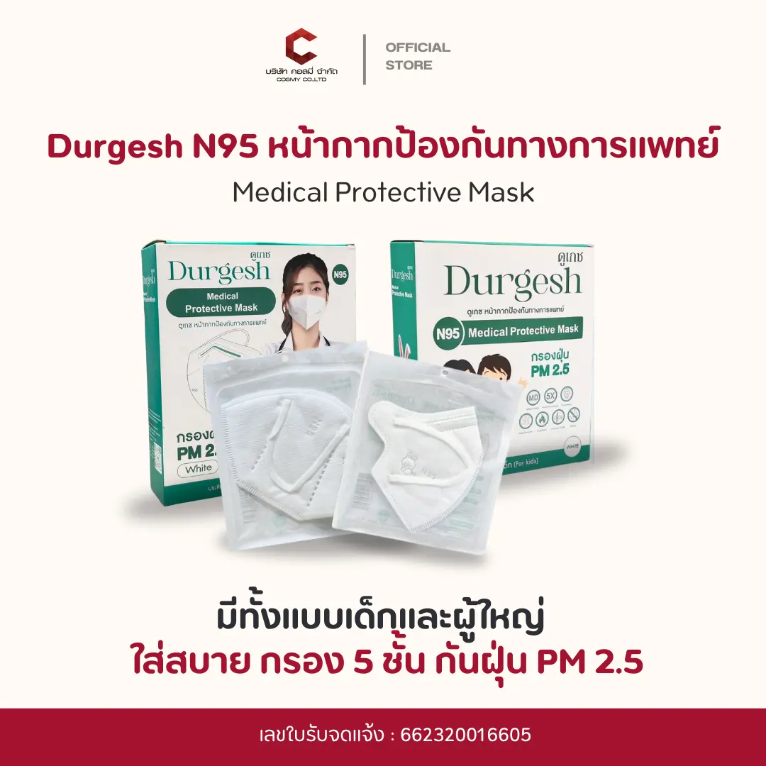 Durgesh ดูเกซ หน้ากากอนามัยป้องกันฝุ่น PM 2.5 ของผู้ใหญ่และเด็ก Medical Protective Mask 1/3/5/10 ชิ้น (พร้อมส่ง)