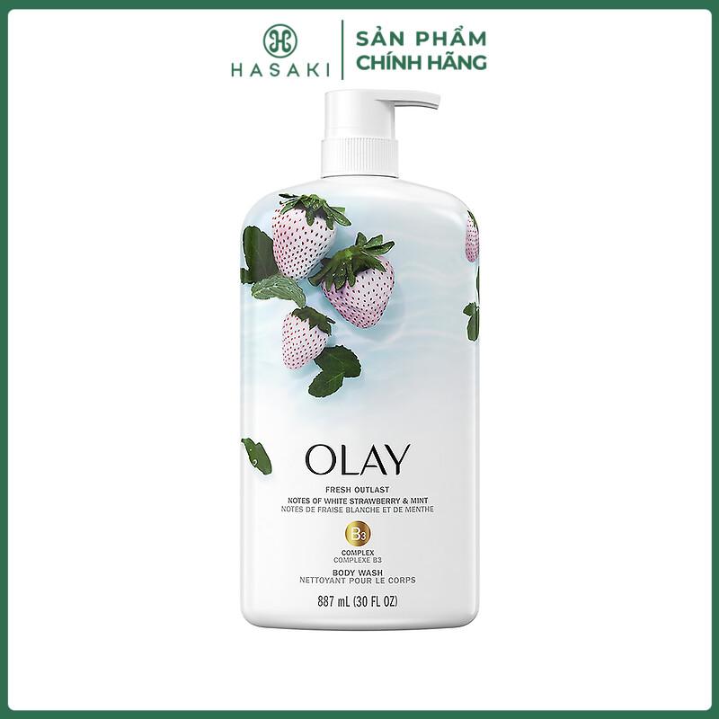 Sữa Tắm Olay Tươi Mát Dài Lâu Hương Dâu Và Bạc Hà 887ml | HASAKI BEAUTY