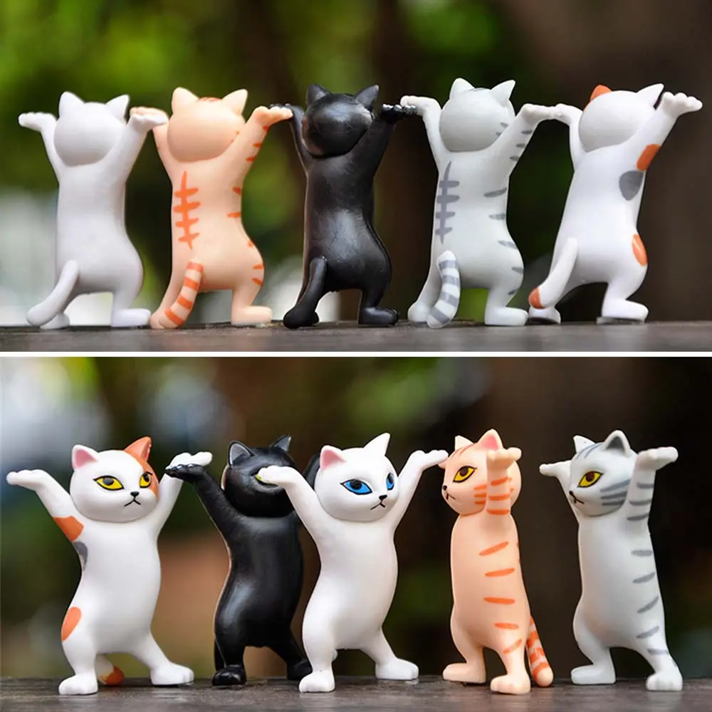 Bộ 5 Mèo nhảy múa - Mô hình trang trí PVC đặc siêu cute