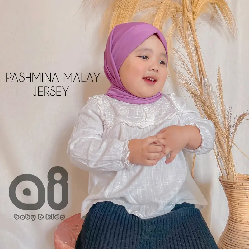 pashmina malay jersey premium anak usia 1-10 Tahun Muslim Jilbab Kerudung Instan Kerudung Instan Bayi 1