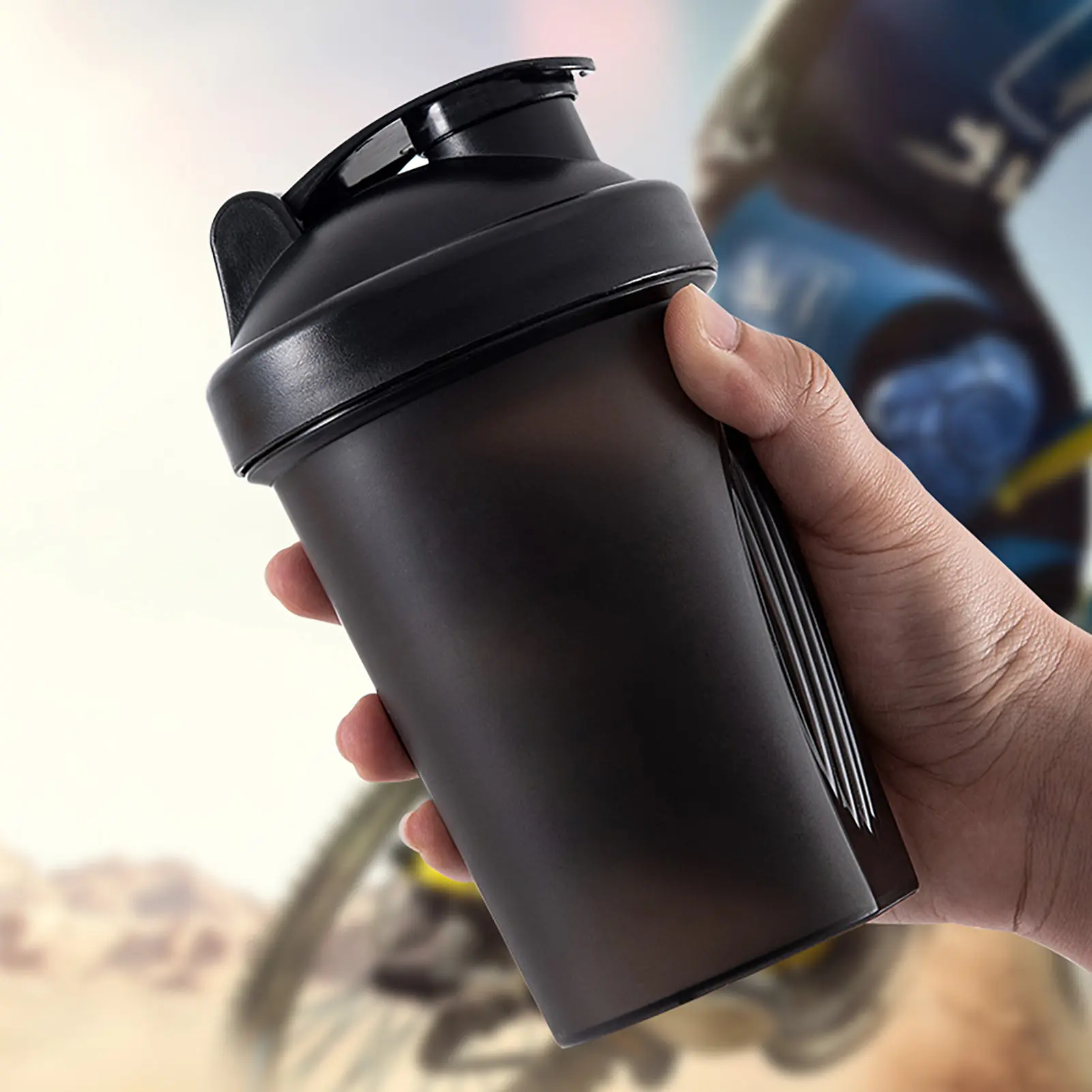 [MUR] 400ml Protein Shaker Cup Flip Cover  Milkshake Mixing Water Bottle Gym Supply