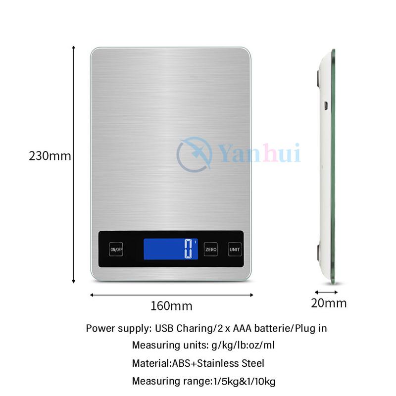 Timbangan Digital Max 10 Kg Dapur Charge USB / Cas  Untuk Masak / Kue Timbangan Dapur Kue Tahan Air 9