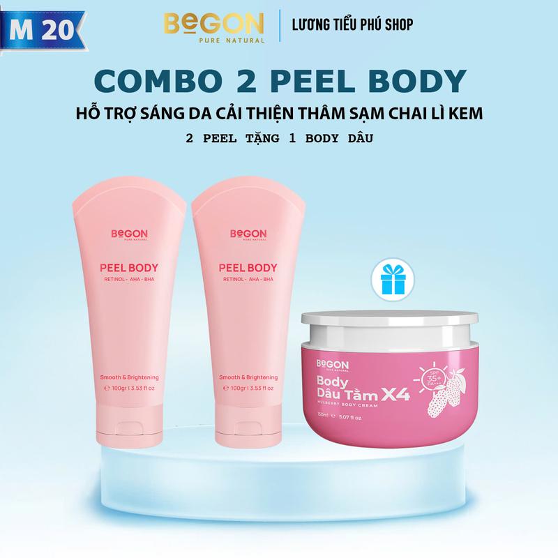 [Mã 20][Combo 2 Tuýp] Kem Peel Body Retinol Bong Da BEGON [Retinol + AHA +BHA] [Tặng Body Dâu Tằm] Net 150gr