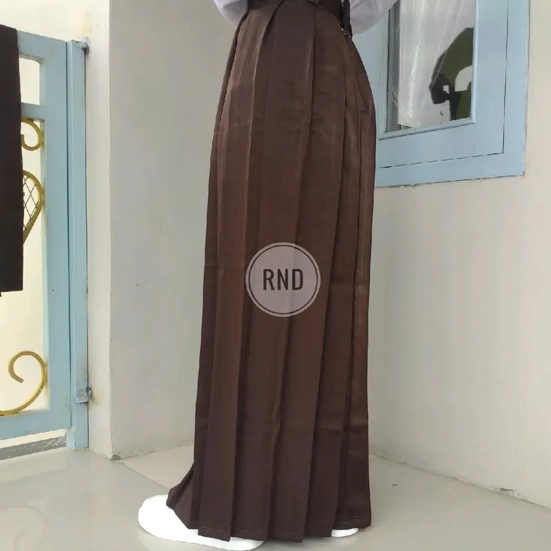 Rok Sekolah Coklat Pramuka Model Full Rempel SMP/SMA Panjang Wanita High 3