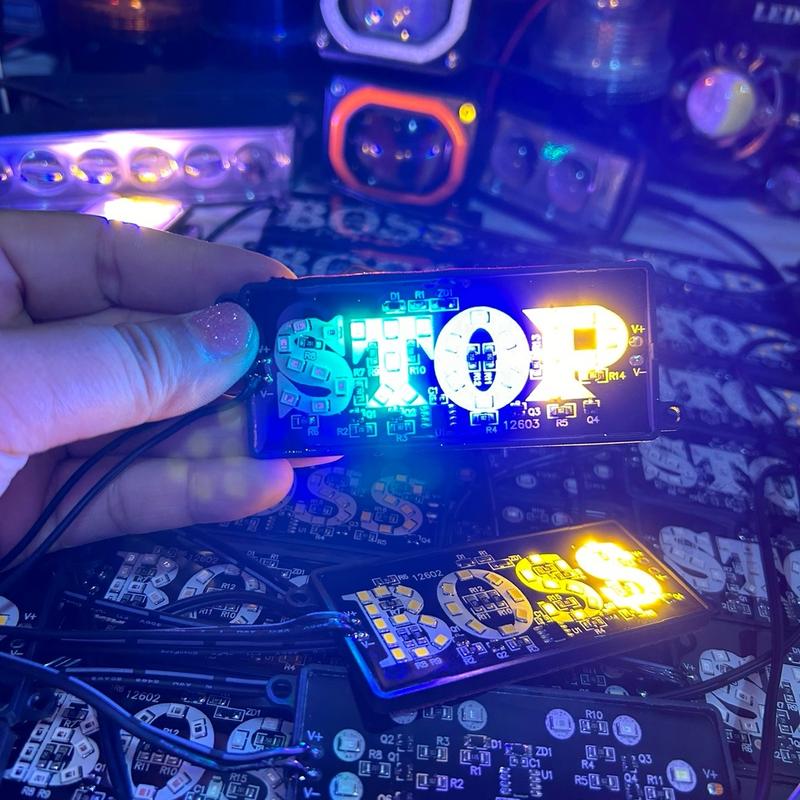 Đèn cảnh báo Boss - Stop chống nước 12v và 24v trang trí cho xe máy ô tô xe tải sáng nháy và chạy đuổi Phụ Tùng trang trí xe