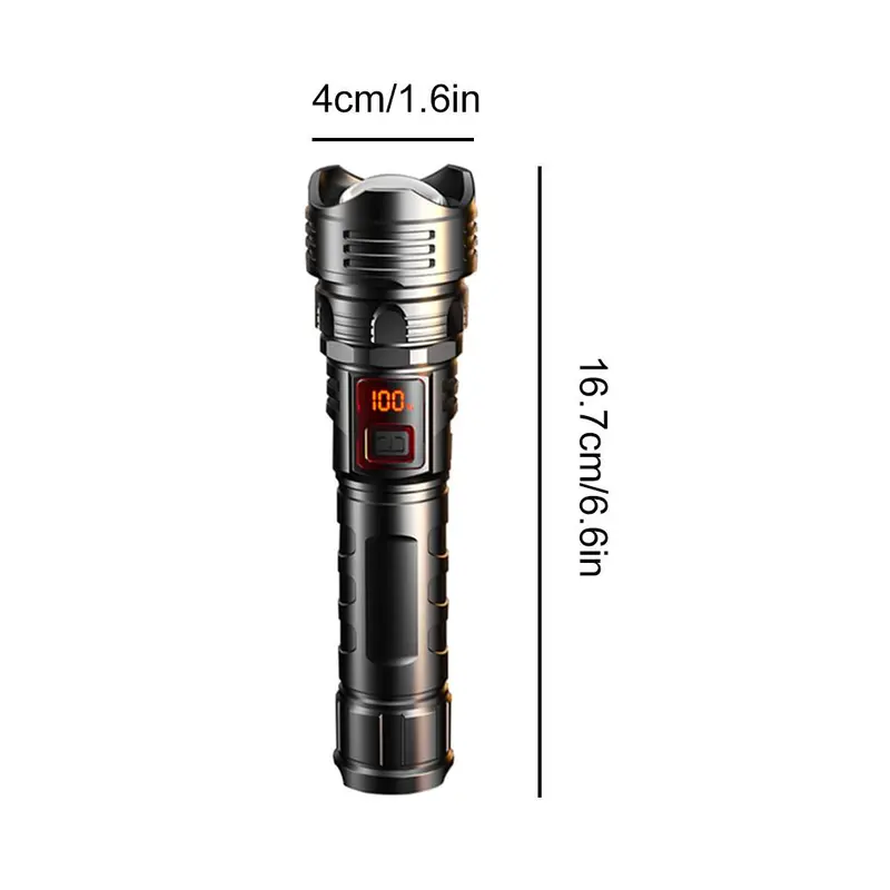 Đèn pin LED công suất cao, Zoom bắn xa, Siêu sáng, Có Thể Sạc Lại USB, Đèn pin LED rất mạnh, Thích hợp để cắm trại 6