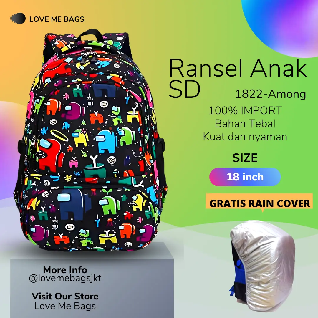 Tas Anak Sekolah SD Remaja Bahan Canvas Premium Tebal Kuat Karakter Kartun Ukuran Besar Ransel