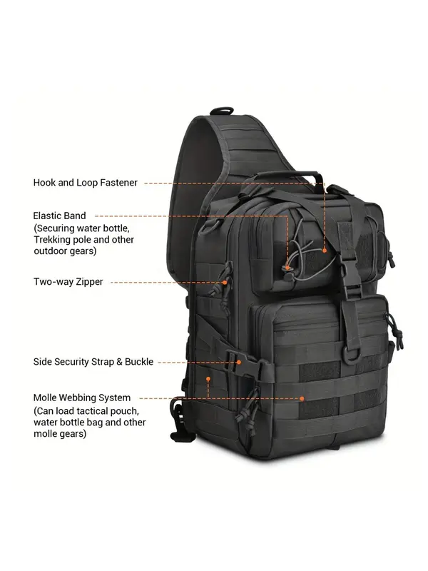 Men's Outdoor Casual Oxford Cloth Chest Bag, Adjustable Strap Bum Bag, Versatile Trendy Bag for Hiking Camping 2