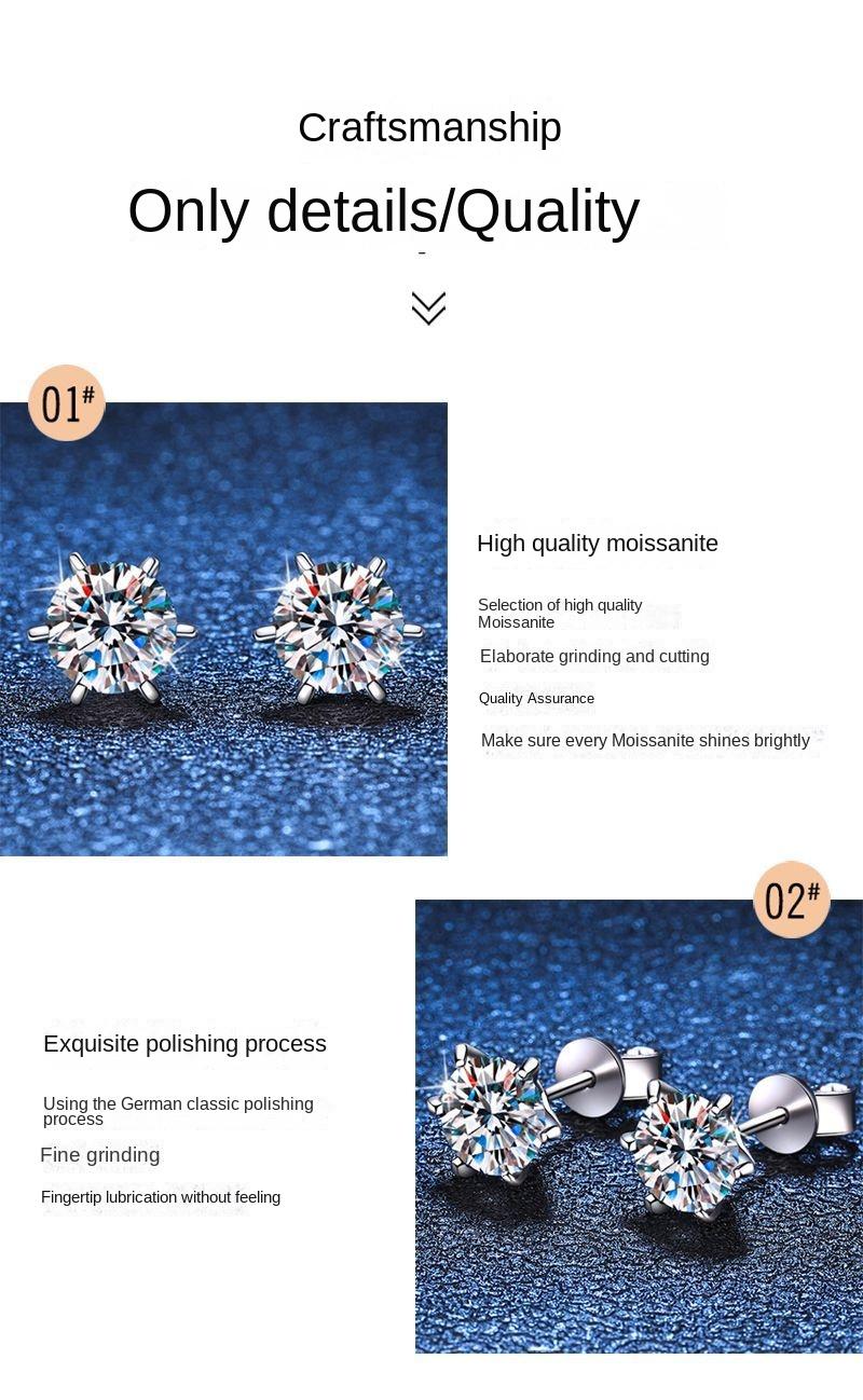 Product Introduction of E082 Simple Six-Claw (Tiger Claws) Screw + Earplug Moissanite: Tiger Claws Tiya, Six-Claw Rhyme Match, Screw with Wind, fashion Jewelry Accessories with Multiple Styles# Screw Stable Rhyme moissanite diamond  ring diamond   ဆွဲကြိုး925 fine  silver  925 9