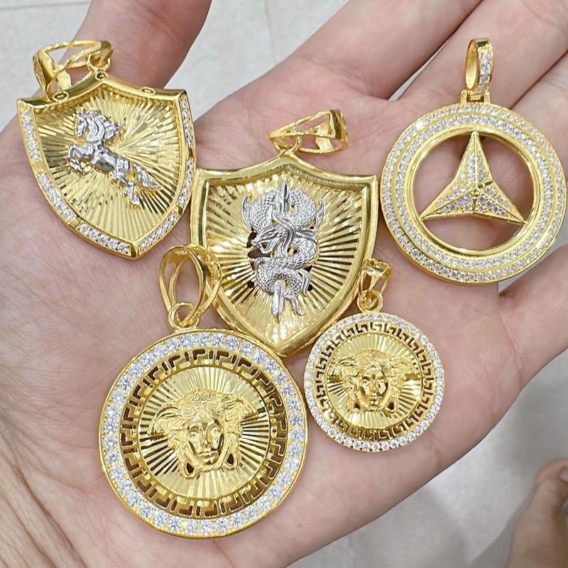 Mặt dây chuyền nam vossac BẠC  xi vàng 18k - TRANG SỨC BẠC HDJ.