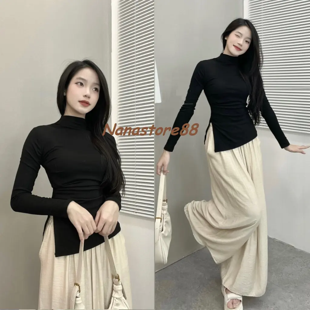 Áo thun nữ dài tay cổ 3 phân nhún sườn xẻ tà, áo thun nữ dài tay Bigsize 222T Cổ Tròn | BigBuy360 - bigbuy360.vn Áo thun nữ dài tay cổ 3 phân nhún sườn xẻ tà, áo thun nữ dài tay Bigsize 222T Cổ Tròn | BigBuy360 - bigbuy360.vn