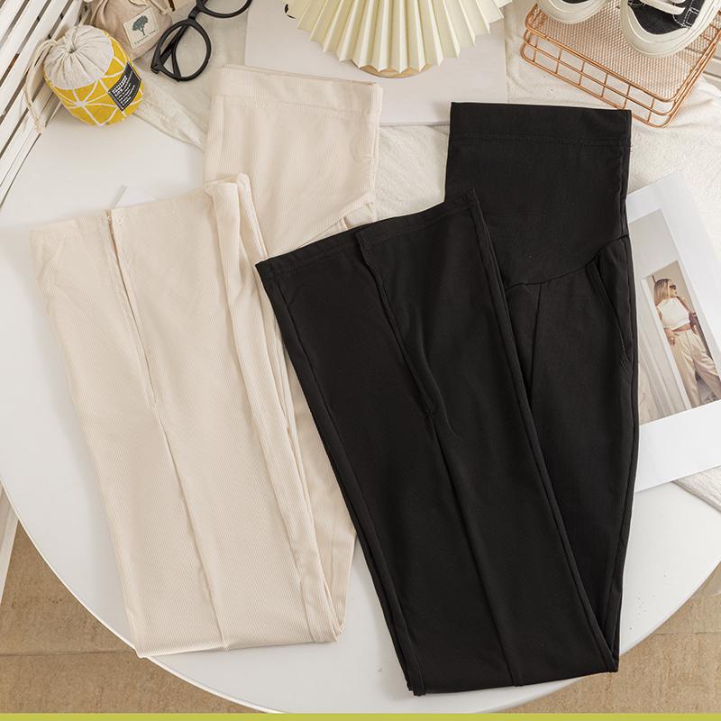 P69868# Pregnancy Pants Thin High Waist Wide Leg Bell Bottom Trousers Outerwear Summer Casual Pregnant Pants 1