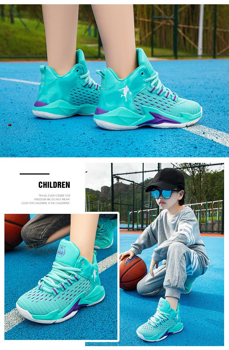 Barnbasketskor Höga 2023 Vår och sommar Nya pojkars sportskor Mesh Andningsbara Medium och stora barnpojkarsneakers_voghion.com
